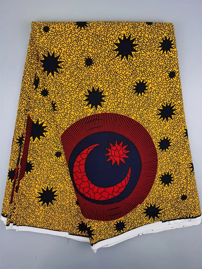 Guaranteed Original African Wax Fabric - 100% Cotton Real Ankara Print 6 Yards for Wedding Dresses & Sewing