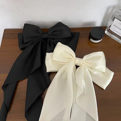 Bow Ribbon Hair Clip – Fashion Simple Solid Satin, Spring Clip, Elegant Retro Headband, Girls Hair Accessories