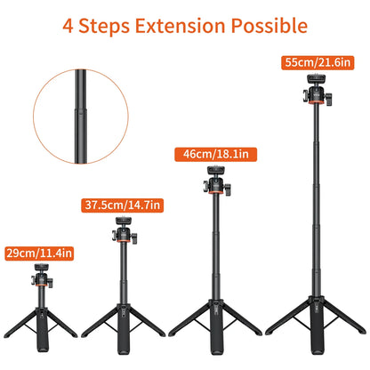 VRIG TP-08 TP-06 Aluminum Alloy Tripod Selfie Stick – 360° Rotatable with Cold Shoe Mount & 1/4" Screw, 1.5kg Load Capacity