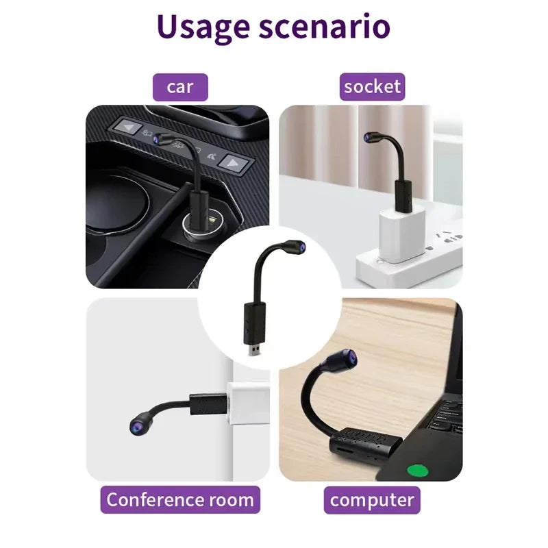4K USB WiFi Mini Camera - Flexible Lens Motion Detection Video Recorder for Security Monitoring