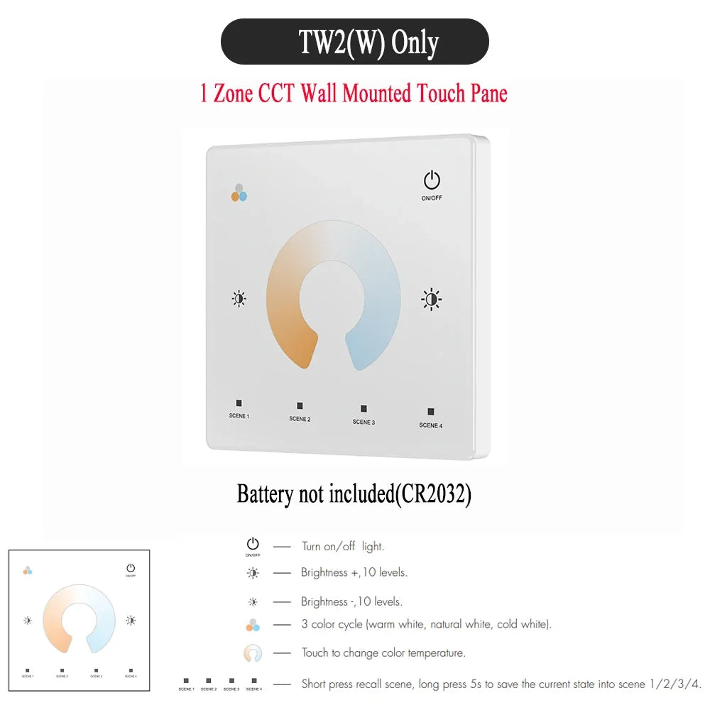 CENFAYA ZigBee & RF 2CH LED Controller - Smart DC 12V/24V Dimmer for CCT LED Strips with Remote Control