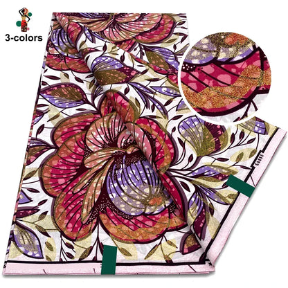 Premium Gold Print Pagne Fabric - 100% Cotton African Real Wax Ankara Grand SUP Nigerian Fabric