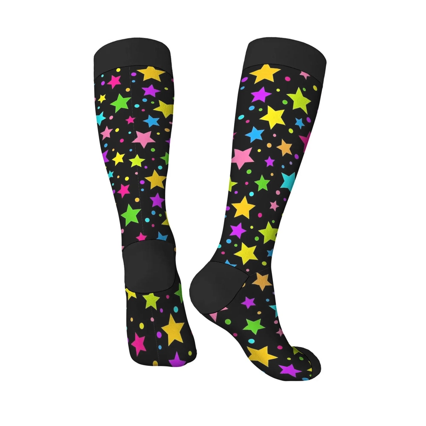 Colorful Star Novelty Socks for Women & Men, Hip-Hop Fashion Compression Warm Comfortable Street Style Gift Stockings