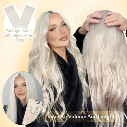 Full Shine Tape In Human Hair Extensions - 100% Remy Straight Hair Double Sided Silky Natural Tapes for Women