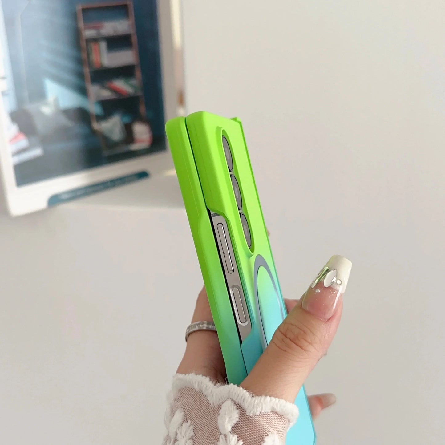 Magnetic Magsafe Wireless Charging Case — Gradient Liquid Silicone Bumper for Samsung Galaxy Z Fold 3-7