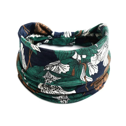 Bohemian Wide Cotton Stretch Headbands for Women – Turban Style Hairbands, Bandana Headwrap Hair Accessories