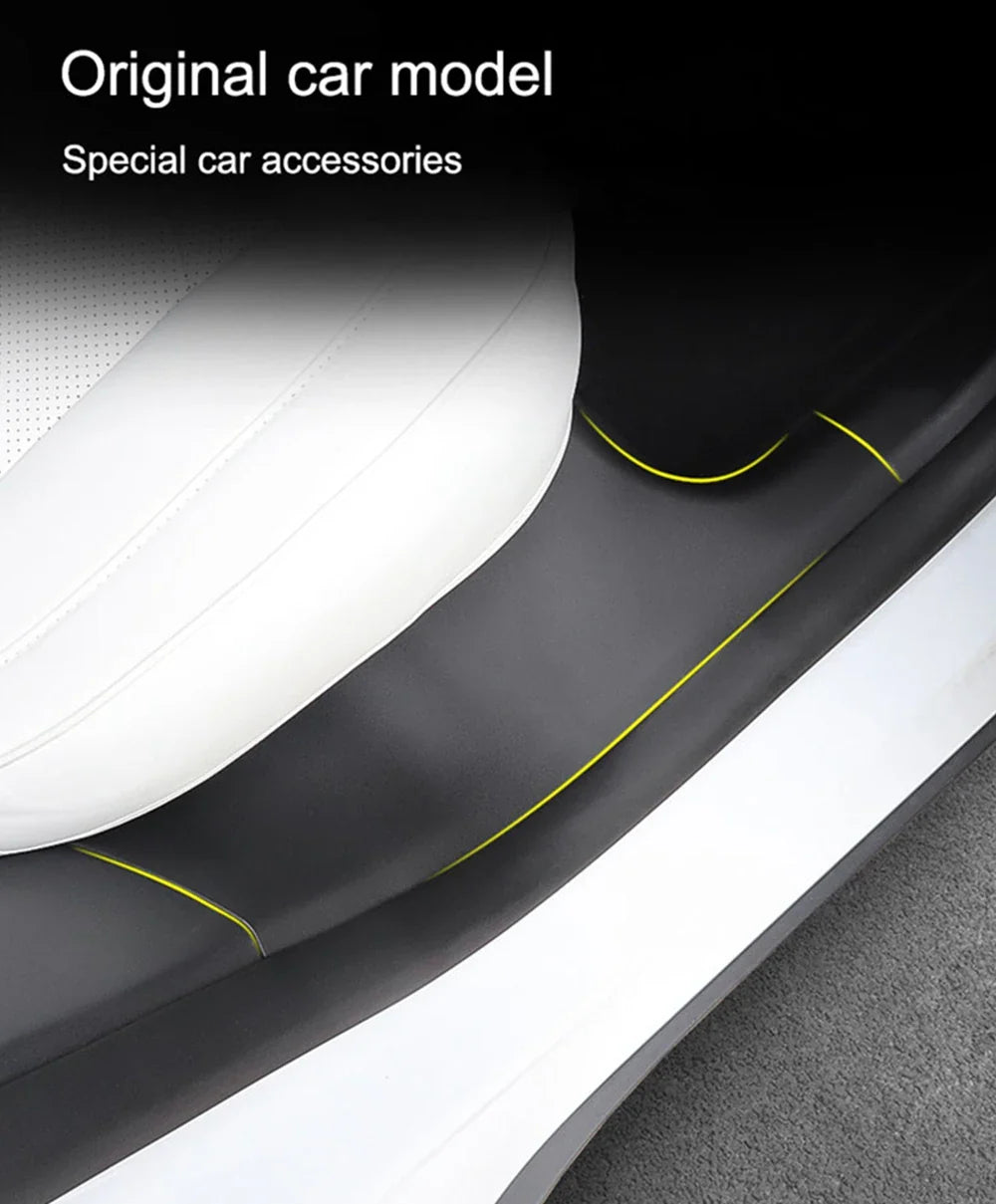 Rear Door Sill Protective Pad for Tesla Model Y – Anti-Kick Threshold Guard Cover Strip, Original Fit Accessories