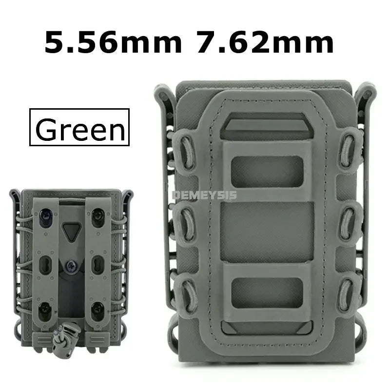 5.56mm & 7.62mm Tactical Fast Mag Pouch - MOLLE Belt Clip Soft Shell Rifle & 9mm Magazine Carrier