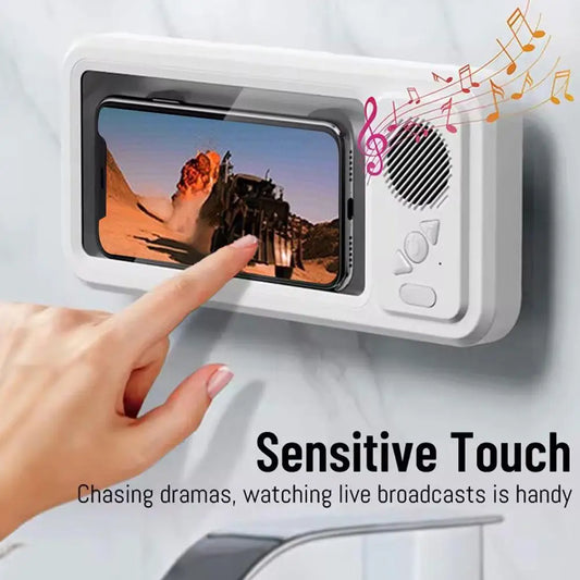 Z07 Waterproof Bluetooth Speaker Phone Holder – Wall Mounted Shower Bathroom Touchscreen Stand for Hands-Free Video & Music Streaming