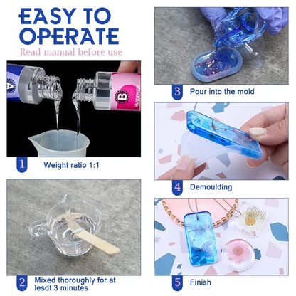 1:1 Crystal Clear Epoxy Resin Kit - High Gloss Bubble Free Art Resin for DIY Casting Coating & Jewelry Making