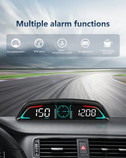 Multi OBD Meter B3 HUD – Speed, RPM, Water Temp, Fuel, Time with Overspeed, Voltage Alarm & Drive Reminder