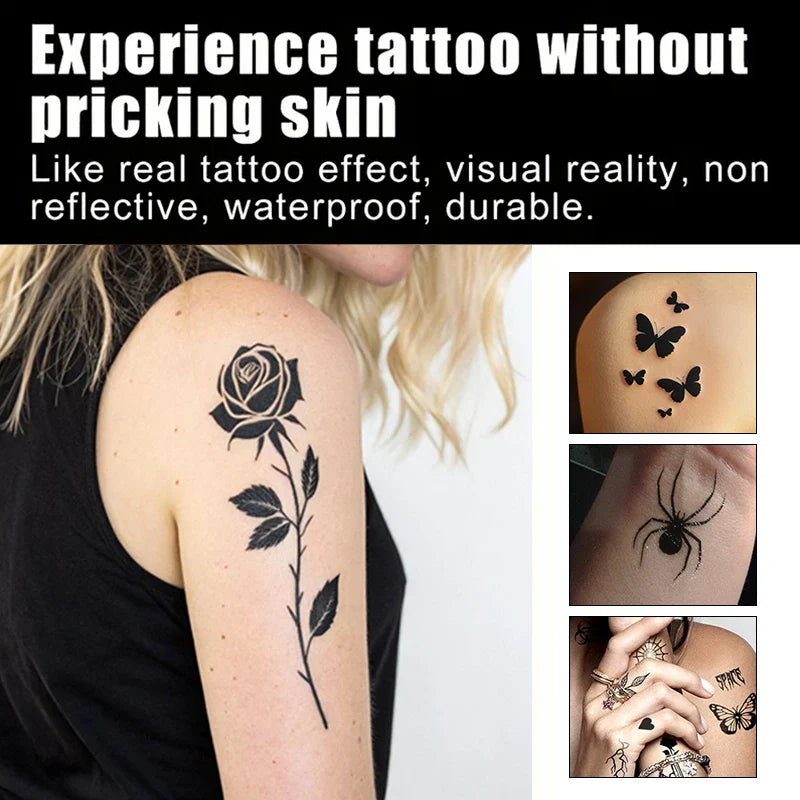 Long-Lasting Temporary Tattoo Ink Kit – Includes 3 Stickers & Freehand Gel for Face & Body Party Makeup Tattoos