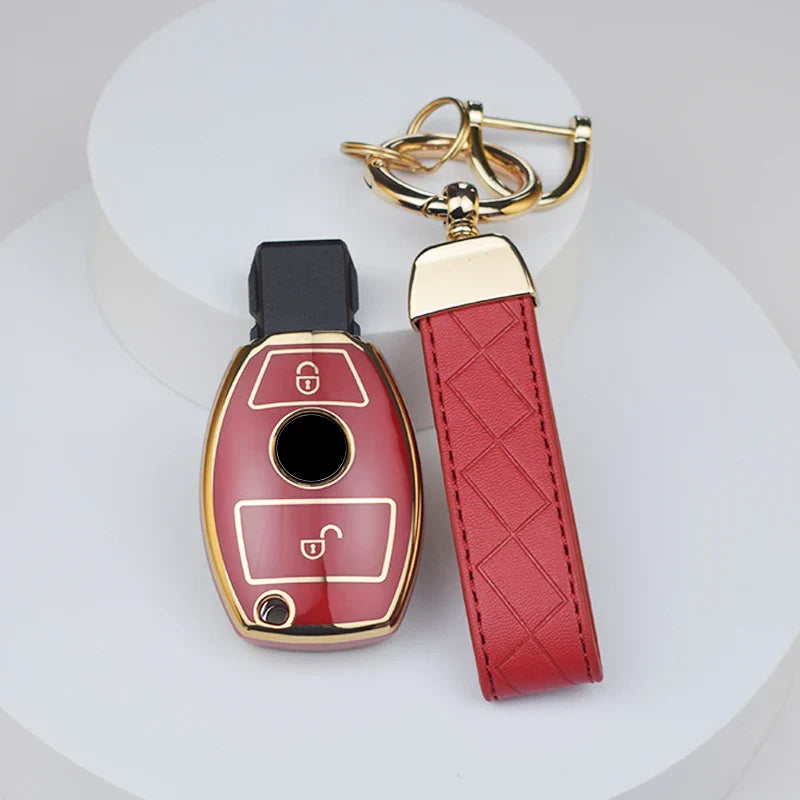Car Key Case Cover – Key Bag Accessories for Mercedes Benz A/B/C/S Class, AMG, GLA, CLA, GLC W176/W221/W204/W205 Fob Keychain
