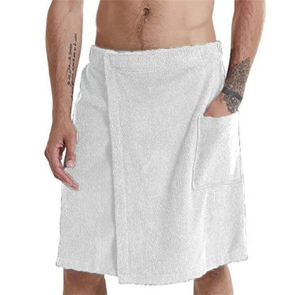 Men's Wearable Bath Towel - Soft Shower Wrap with Pocket for Spa, Gym & Beach