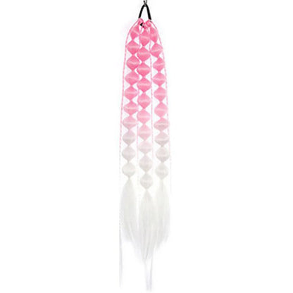 Colorful Bubble Braid Ponytail Extension – Long Lantern Braided Synthetic Hairpiece with Tie