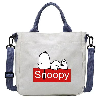 Snoopy Cartoon Canvas Tote Bag – Large Capacity Shoulder Crossbody Bag for Girls, Students & Gift