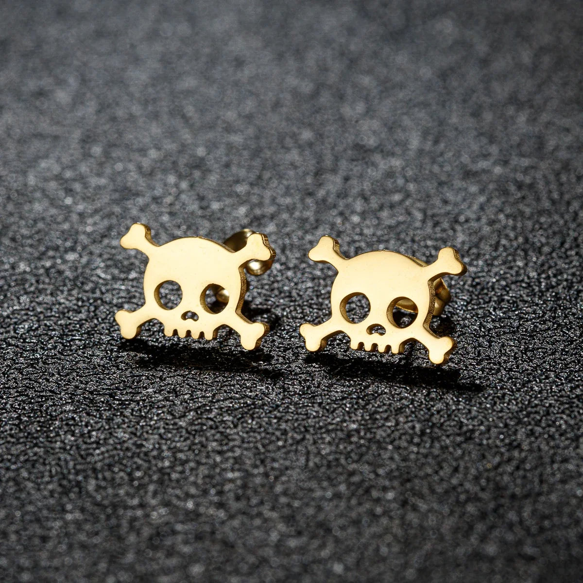 Mini Skull Stud Earrings for Men - Stainless Steel Gothic Halloween Jewelry