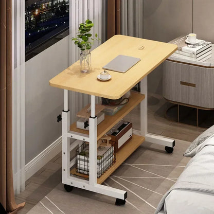 Adjustable Laptop Desk with Wheels – Portable Movable Bedside Computer Table for Bedroom, Office & Study