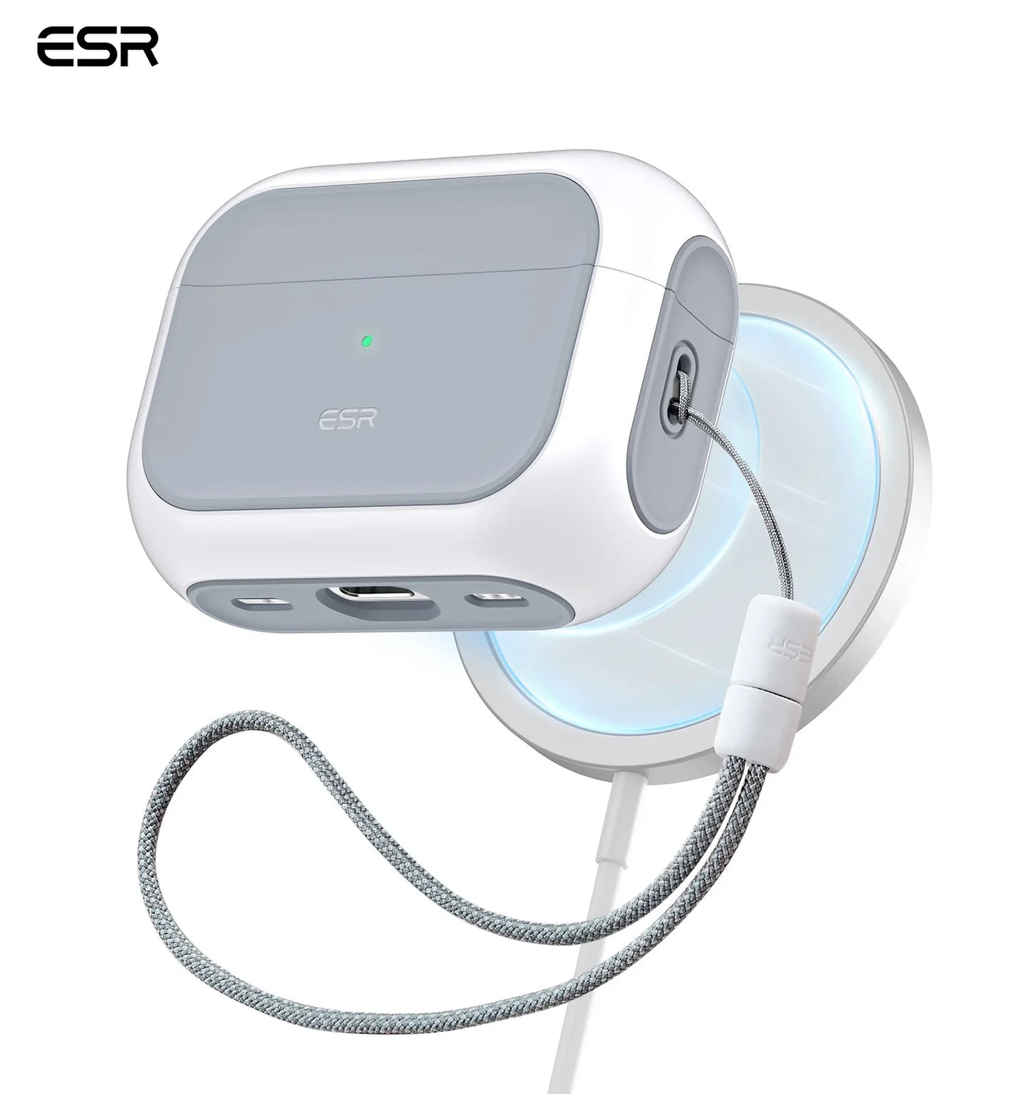 ESR AirPods Pro 2 Case with Lanyard – MagSafe Compatible Cover for AirPods Pro (2023/2022/2019) with USB-C/Lightning Cable