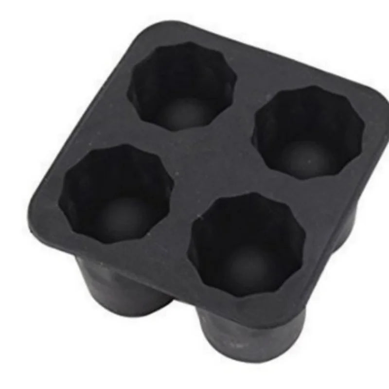 Silicone Ice Cube Mold – 4-Hole Round Press Ice Block Maker for Whiskey, Beer & Drinks | Reusable Cup-Shaped Ice Tray Kitchen Tool
