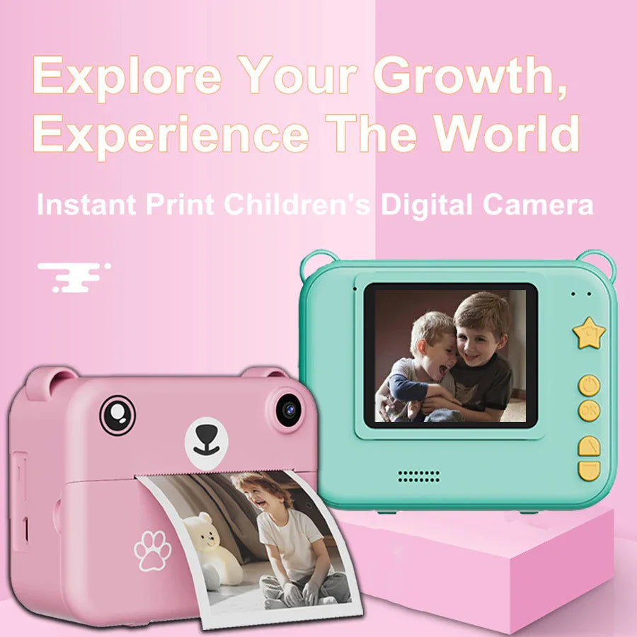 Digital Children’s Camera – 1080P HD Video Recorder, Instant Print Photos, Mini Thermal Printer, Educational Birthday Gift