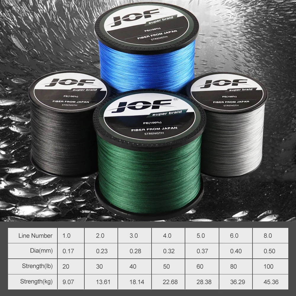 JOF 8 Strand Braided Fishing Line - 3000M Super Strong PE Abrasion Resistant Anti-Bite Line for Freshwater Fishing