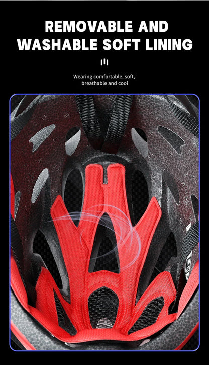 X-TIGER Cycling Helmet – Ultralight MTB Bike Helmet with LED Lights, Integrally-Molded Sports Safety Hat & Goggles Visor