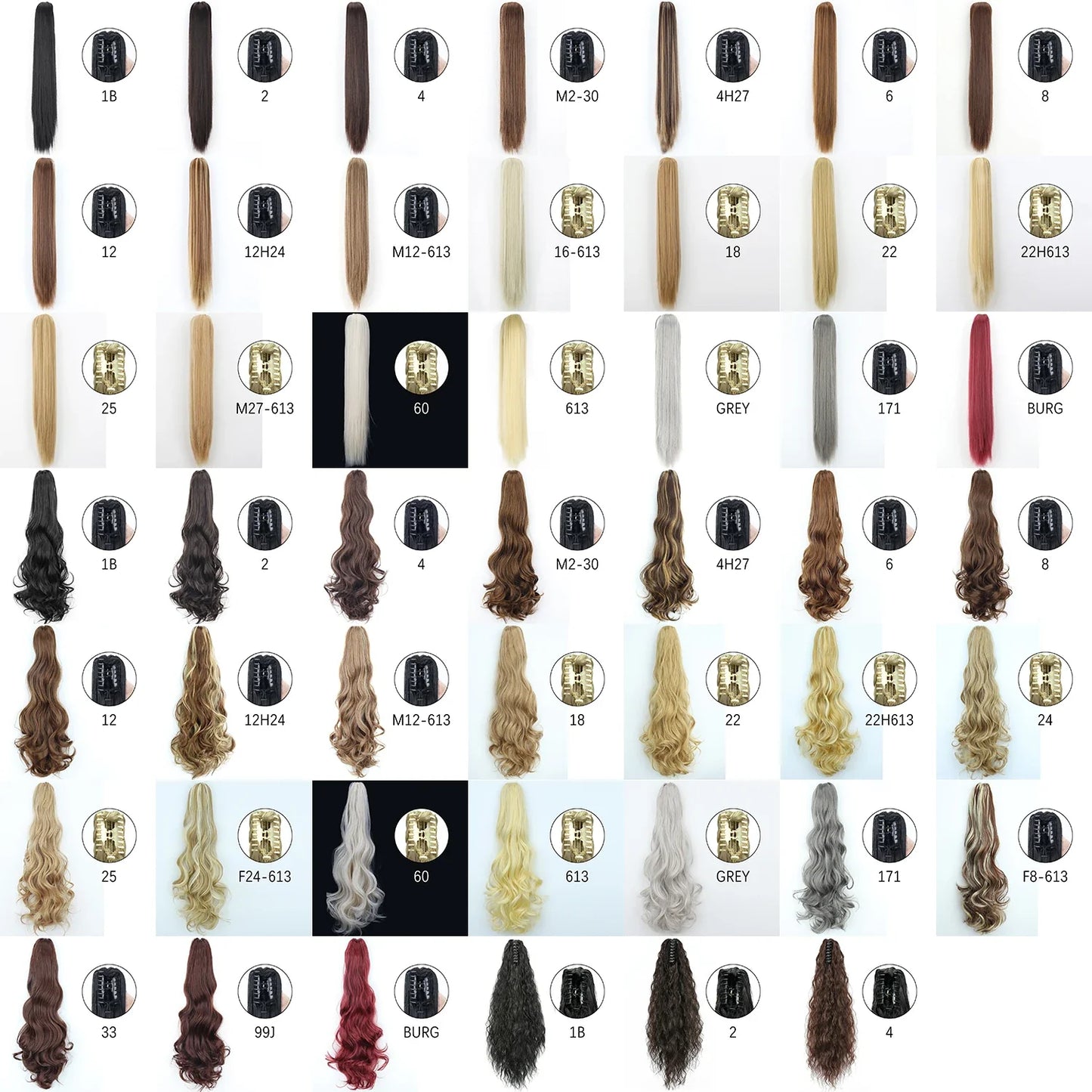 Long Straight Synthetic Claw Clip-On Ponytail Hair Extensions: 24-Inch Heat Resistant Pony Tail Hairpiece - for Daily Party Wear, Women