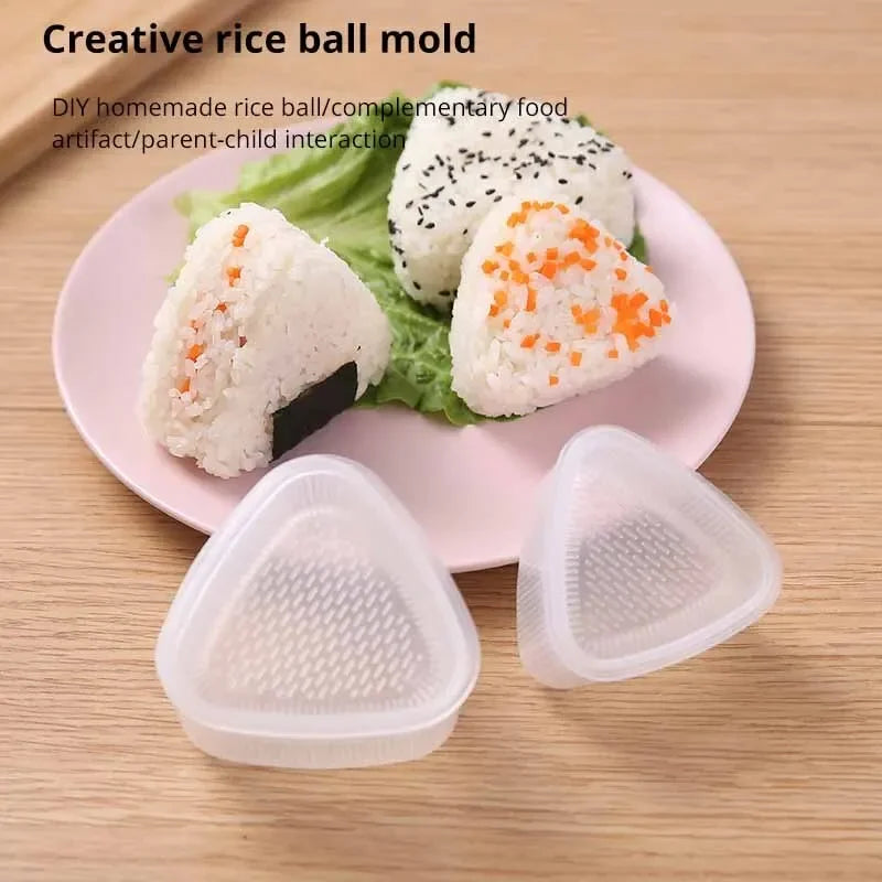 2PCS Transparent DIY Sushi Mold Kit – Onigiri Rice Ball Triangle Maker Press, Kitchen Bento Food Shaping Tool Set