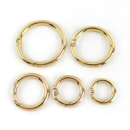 10Pcs Metal O Ring Spring Clasps - 10-38mm Openable Round Carabiner Snap Hooks for Keychains, Bags & DIY Jewelry Accessories