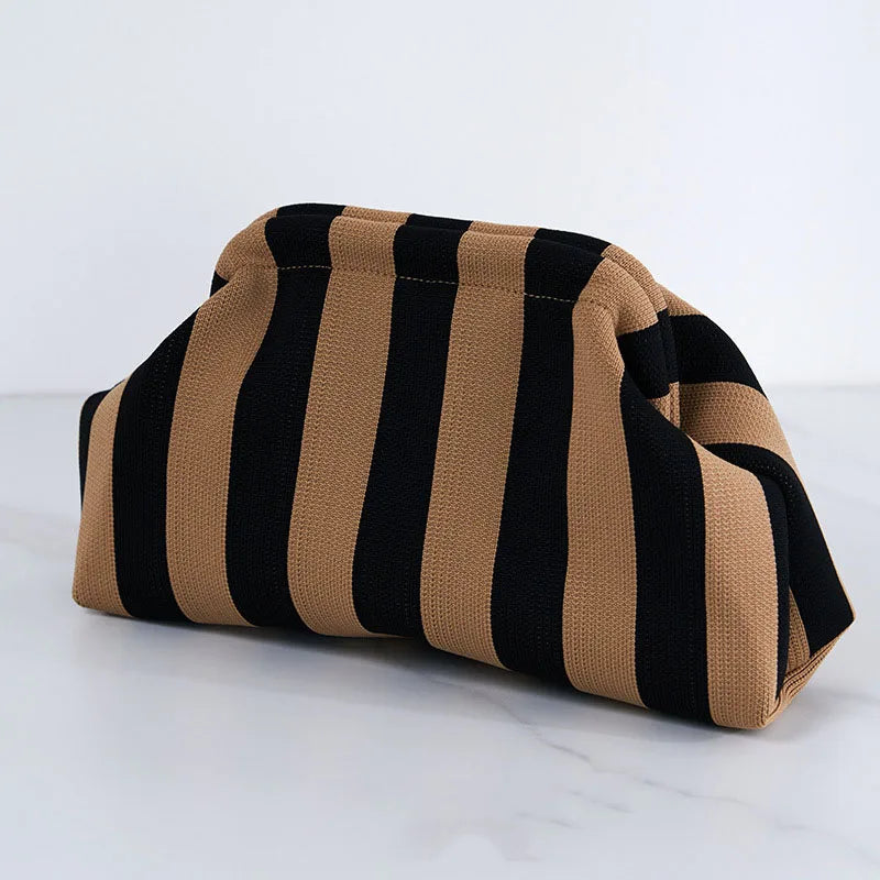 Summer Woven Crochet Clutch Bag – Women’s Cute Ruched Cloud Handbag, Casual Colorblock Purse