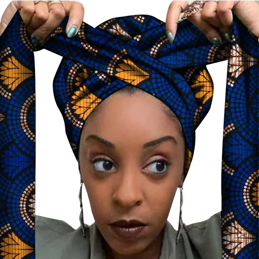 African Print Bonnet with Long Ribbon - Large Size Ankara Hair Wrap Cap for Women, Single Layer Head Cover