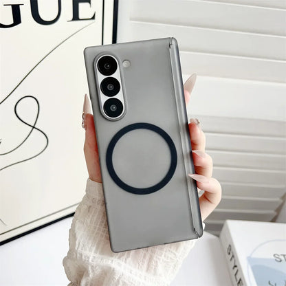 Magnetic Frosted Case for Samsung Galaxy Z Fold 7/6/5/4 with Wireless Charging & Hinge Protection