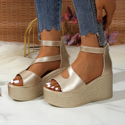 Women’s Summer Wedge Sandals – Casual Non-Slip Peep Toe Elegant Platform Designer Shoes