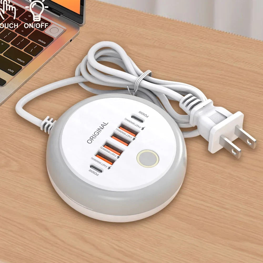 50W USB-C Power Strip Charger - Multi-Port Fast Charging Wall Adapter for iPhone 12/13 & Mobile Devices