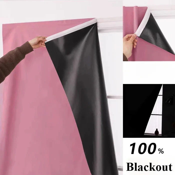 No-Drill 100% Blackout Short Curtains – Easy Install Thermal & UV-Proof Window Drapes for Door, Kitchen, Bedroom & Living Room