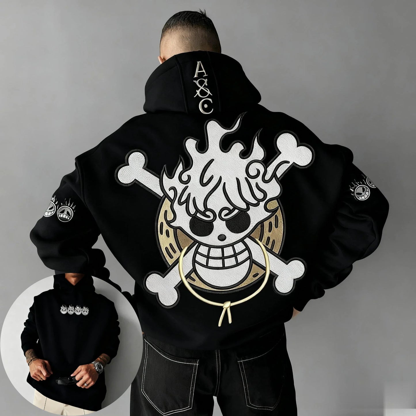 Oversized One-Piece Anime Hoodie — Unisex Cartoon Graphic Pullover Sweatshirt, Streetwear Casual Y2K Autumn Winter Fashion