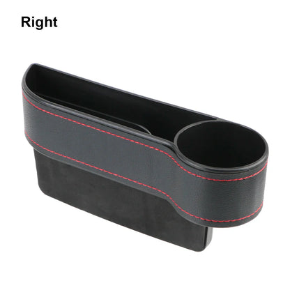 Car Seat Gap Organizer – Leather Auto Crevice Storage Box with Cup & Phone Holder, USB Option