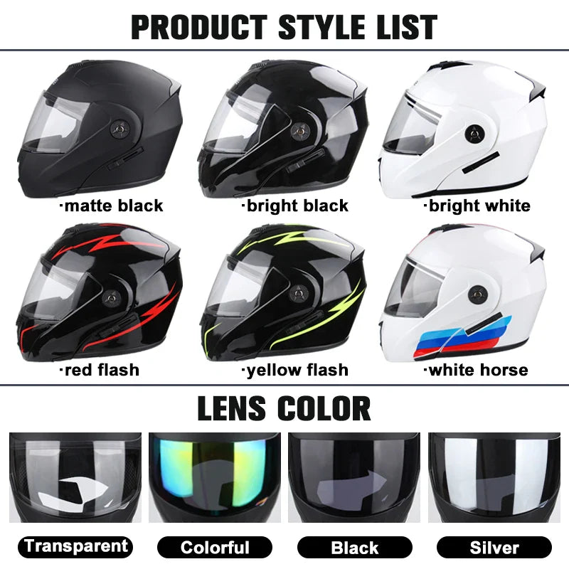 DOT Certified Uchoose Motorcycle Helmet – Double Lens Modular Flip Helmet with Visor, Unisex Safety Gear