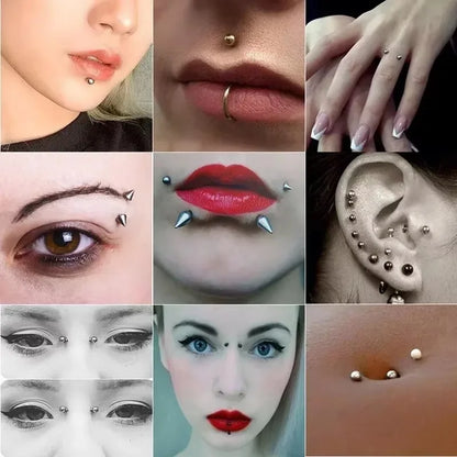 180pcs Non-Piercing Fake Nose Lip Stickers - Disposable Faux Piercing Jewelry for Nose, Lip, Belly & Eyebrow Style