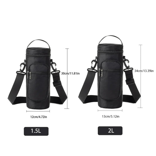 Insulated Water Bottle Storage Bag - 1L/2L Oxford Cloth Cooler Carrier for Summer Travel Hiking & Climbing