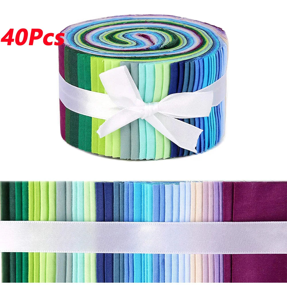 40Pcs Cotton Jelly Roll Fabric Strips - Quilting Patchwork Sewing DIY Craft Material for Handmade Projects