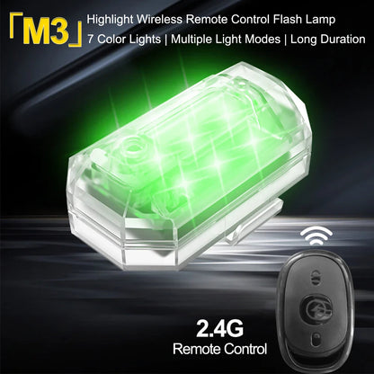 Donwof M3 Car and Motorcycle Strobe Light - Waterproof Wireless LED Flash Anti-Collision Warning Lamp with Remote Control for Cars and Bikes