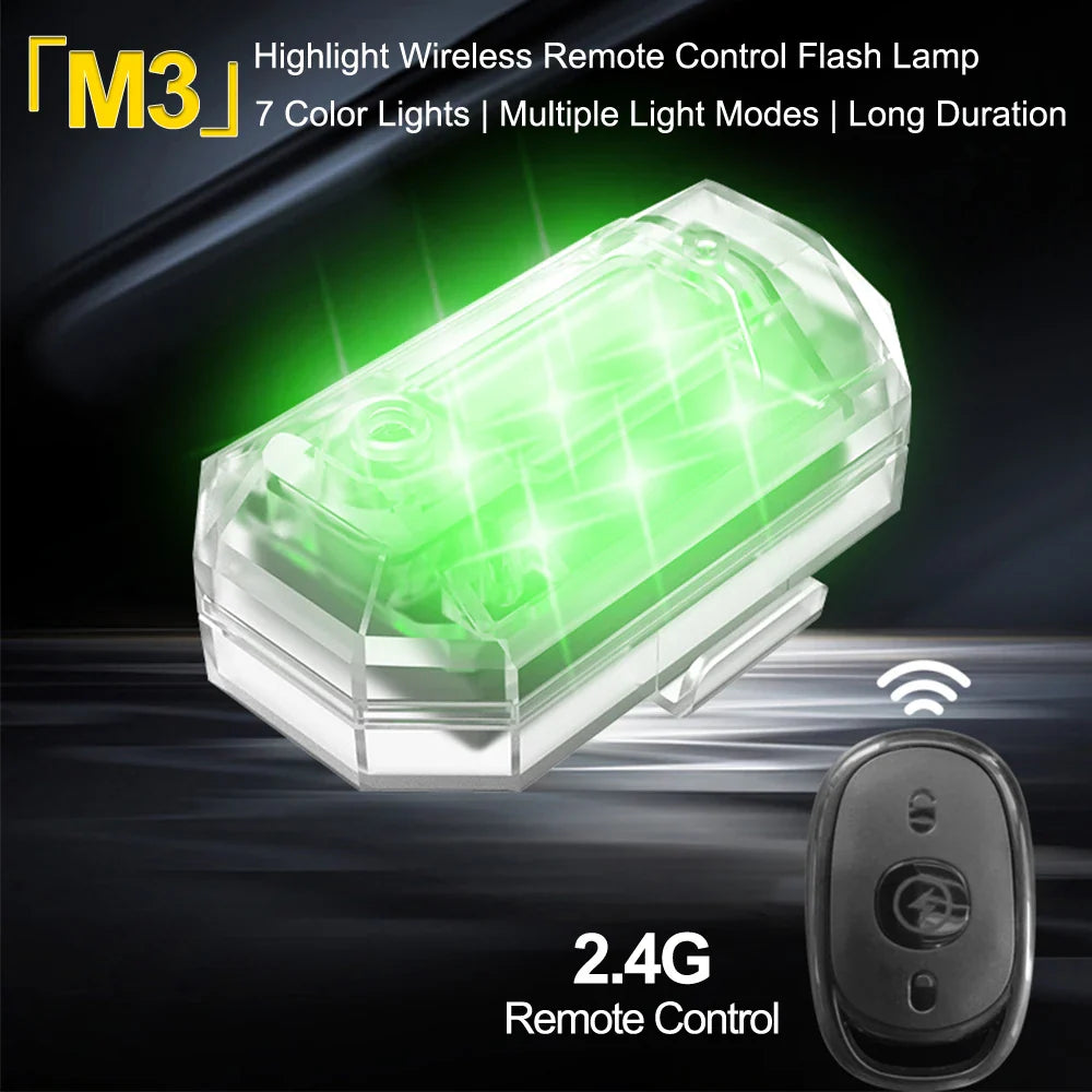 Donwof M3 Car & Motorcycle Strobe Light – Waterproof LED Anti-Collision Warning with Remote