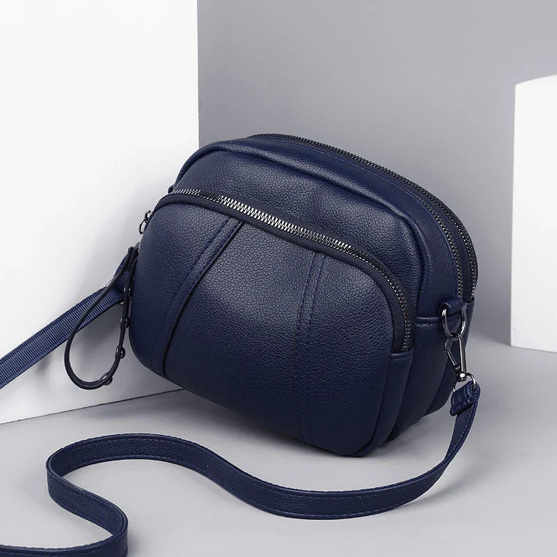 Women’s Solid Color Rivet Zipper Phone Bag – Soft Leather Small Square Shoulder & Crossbody Bag, Fashionable and Simple