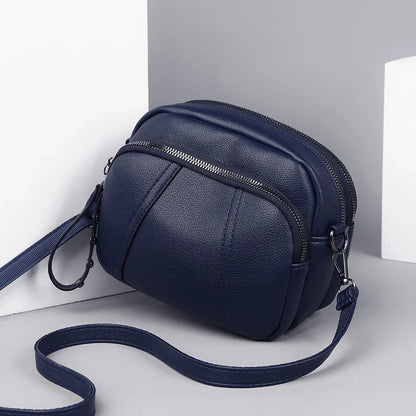 Women’s Solid Color Rivet Zipper Phone Bag – Soft Leather Small Square Shoulder & Crossbody Bag, Fashionable and Simple