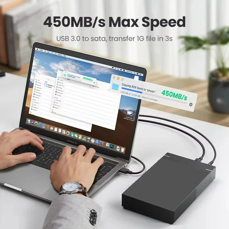 3.5" USB 3.0 to SATA HDD Enclosure — High-Speed External Hard Drive Case, Supports up to 10TB for PC & Laptop