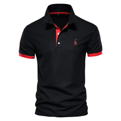 Men's Giraffe Embroidered Polo Shirt - Short Sleeve Casual Business Summer Top