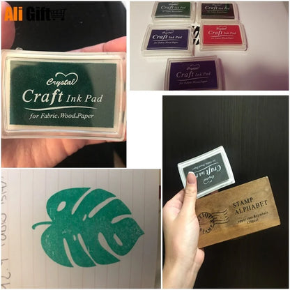 15 Colors Oil Based Ink Pad: Handmade DIY Craft Inkpad for Rubber Stamps, Fabric, Wood, Paper - Scrapbooking Finger Paint for Wedding