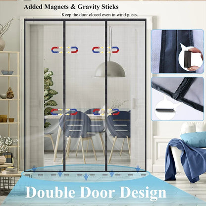 DTGJ Magnetic Door Screen Mosquito Net - Custom Size Anti-Insect Mesh Curtain for Glass Doors & Summer Protection